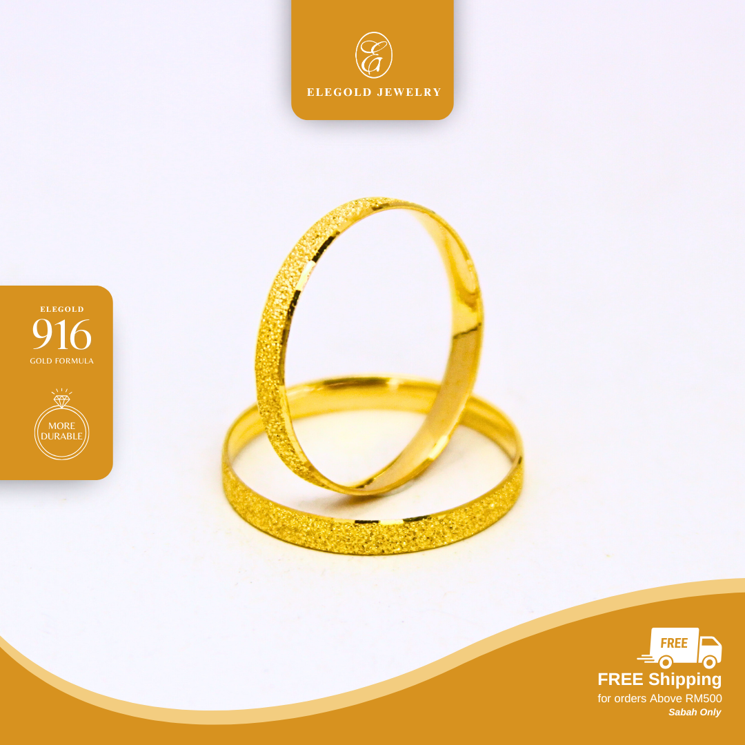 Sand Finish Comfort Fit Wedding Gold Ring Elegold