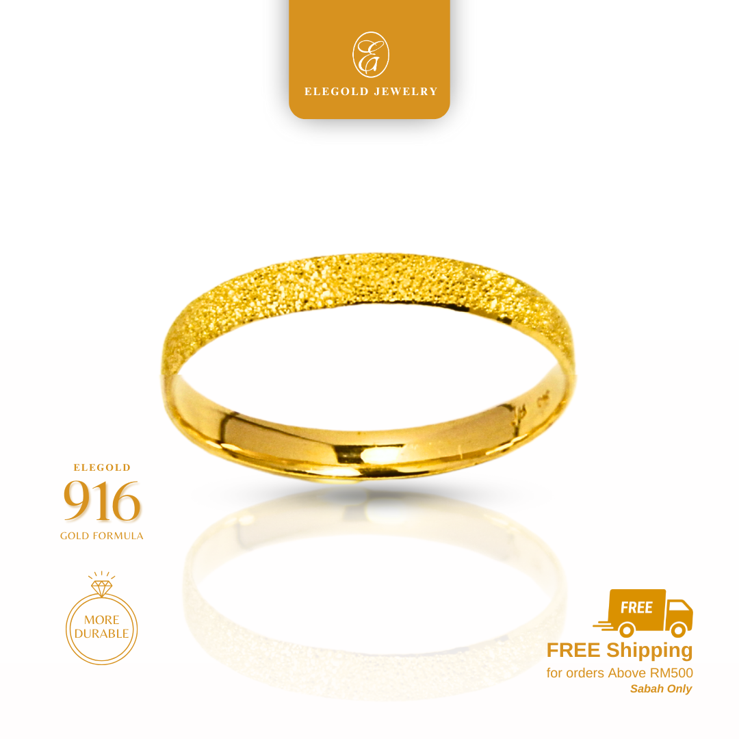 Sand Finish Comfort Fit Wedding Gold Ring Elegold