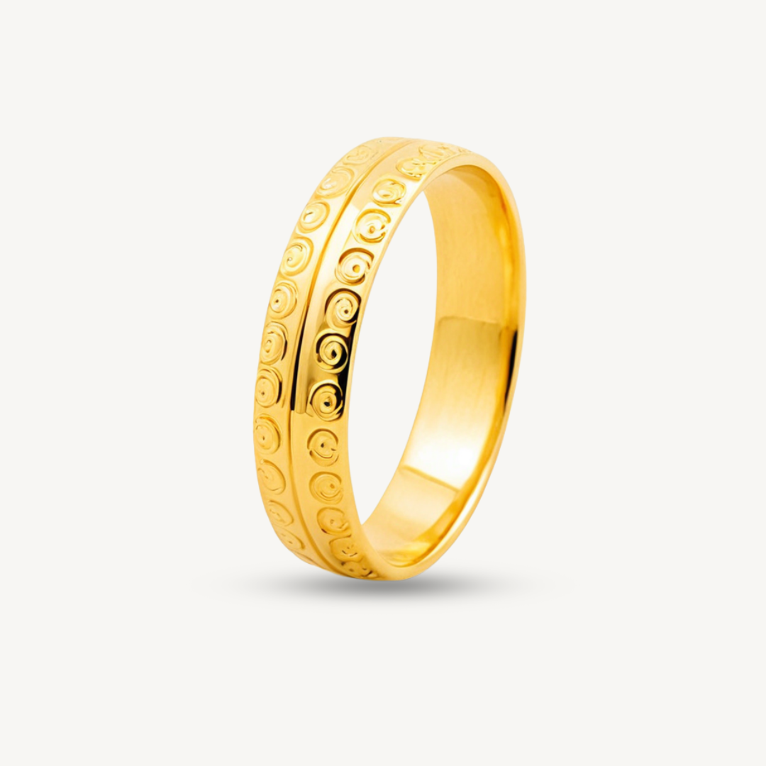 Shiny Plain Belah Rotan Gold Ring Elegold