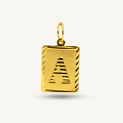Square Alphabet Gold Pendant Elegold