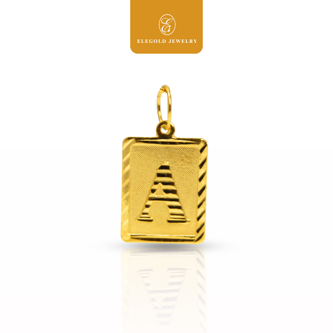 Square Alphabet Gold Pendant Elegold