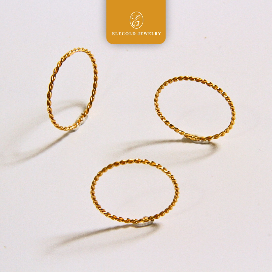 [1g] Minimalist Twist ELEGOLD Handmade Gold Ring Elegold