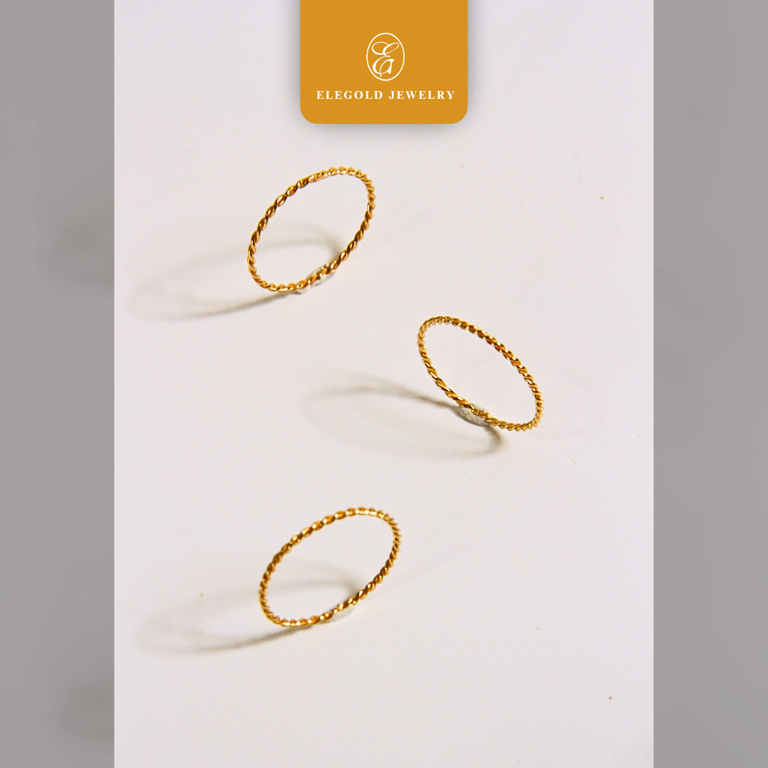 [1g] Minimalist Twist ELEGOLD Handmade Gold Ring Elegold