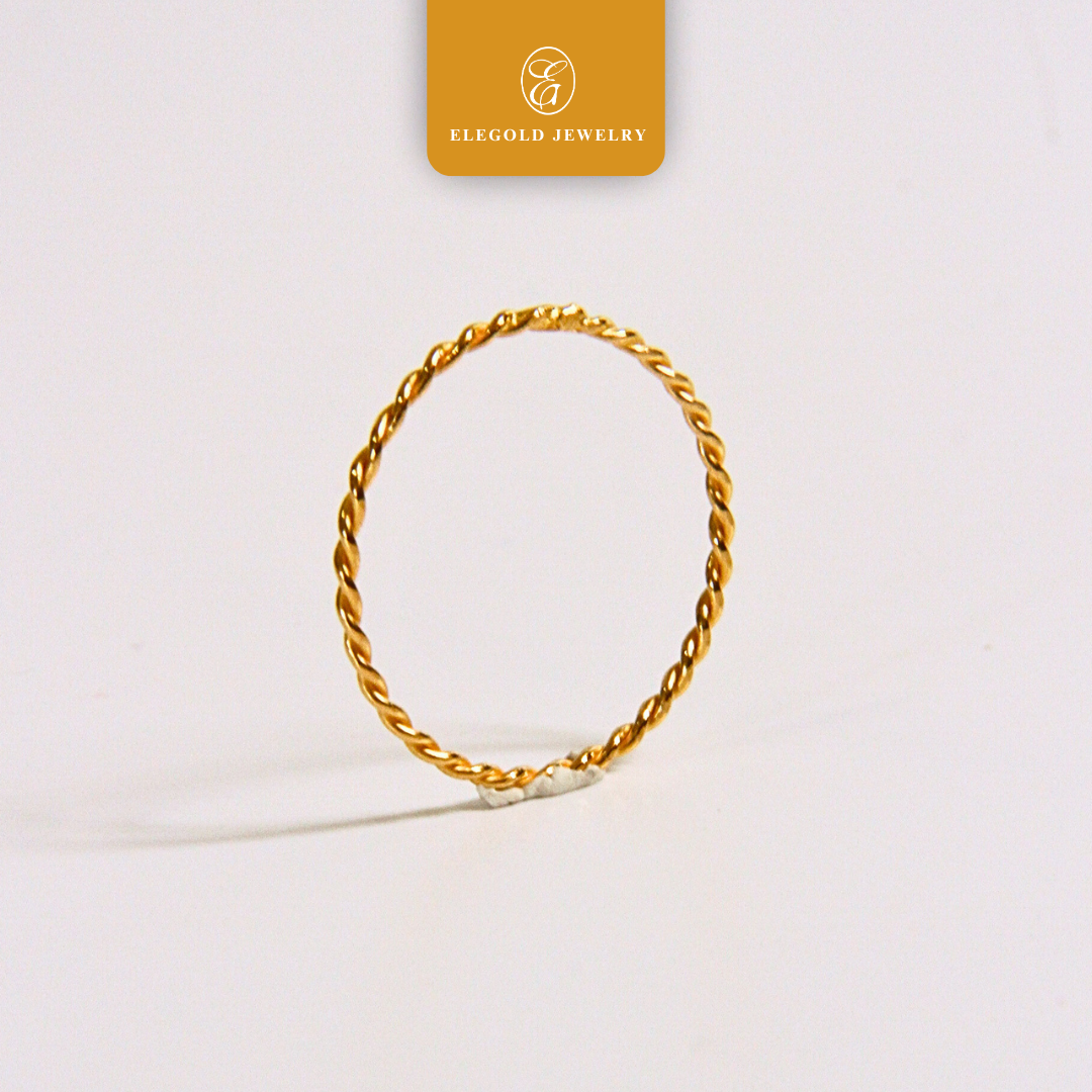 [1g] Minimalist Twist ELEGOLD Handmade Gold Ring Elegold