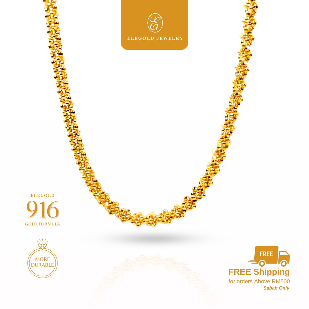 916G Jagung Solid Full Stair Chain Necklace Elegold - 20PAJ