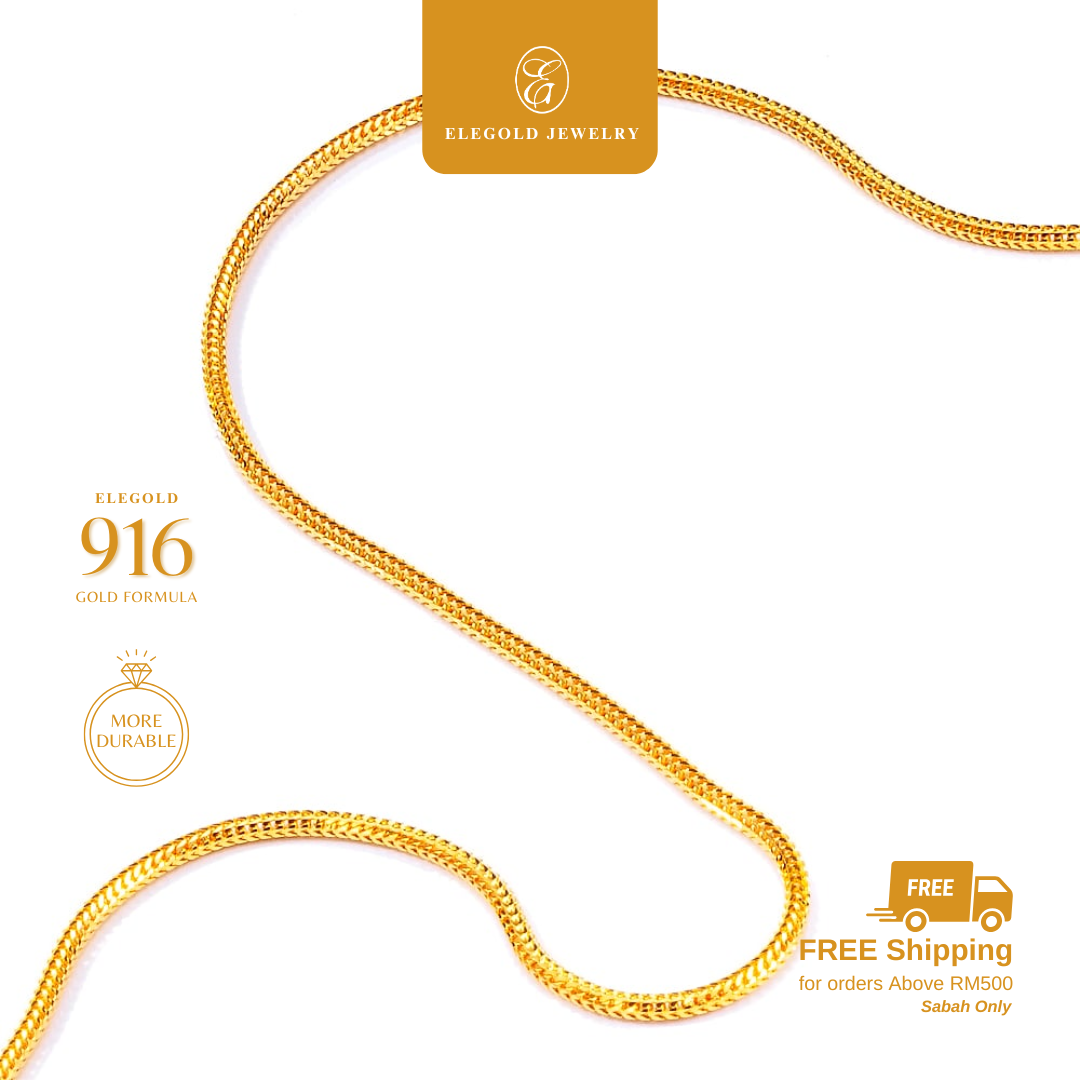 916G Glissade Rounded Tulang Belut Chain Necklace Elegold - 20LF0