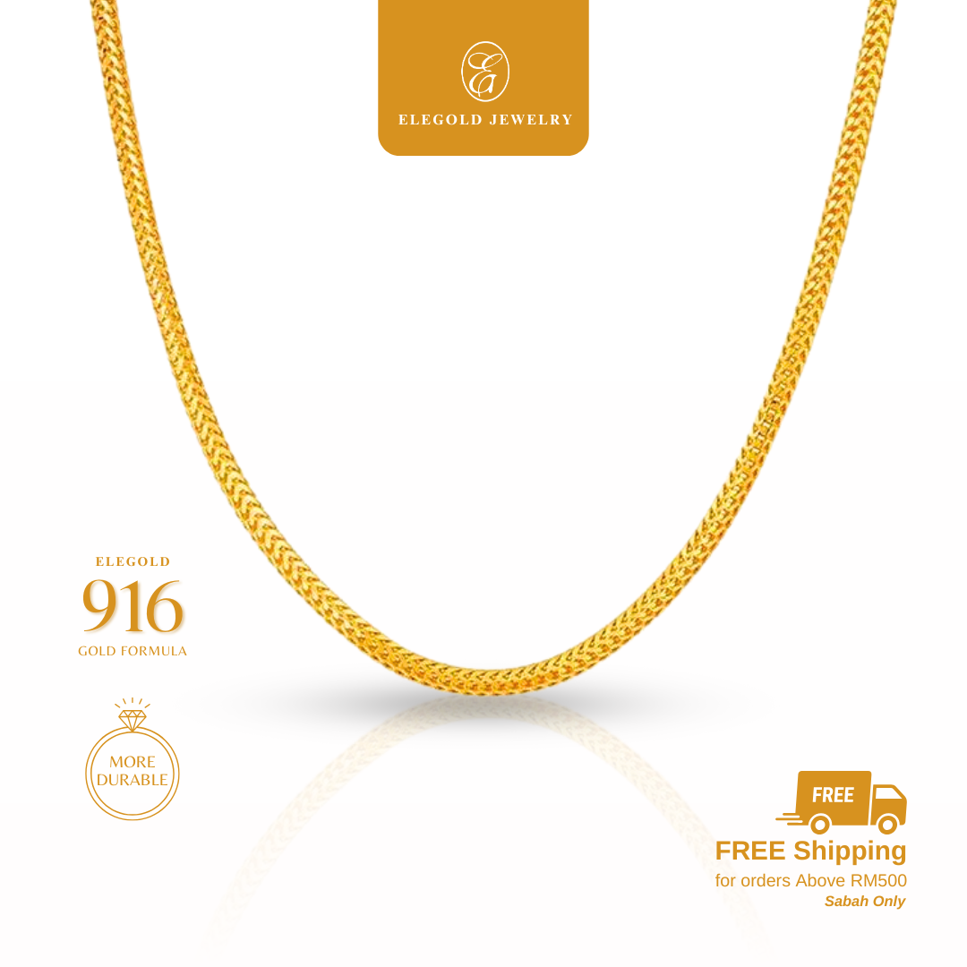 916G Glissade Rounded Tulang Belut Chain Necklace Elegold - 20LF0