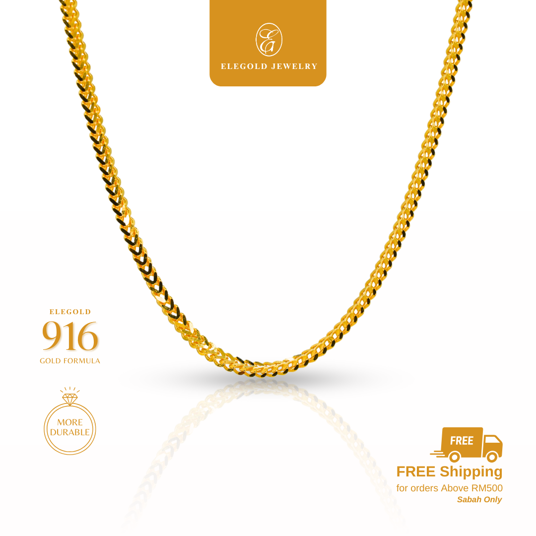 916G Franco Box Chain Rantai Leher Belut Padu Necklace Elegold - 20PPS