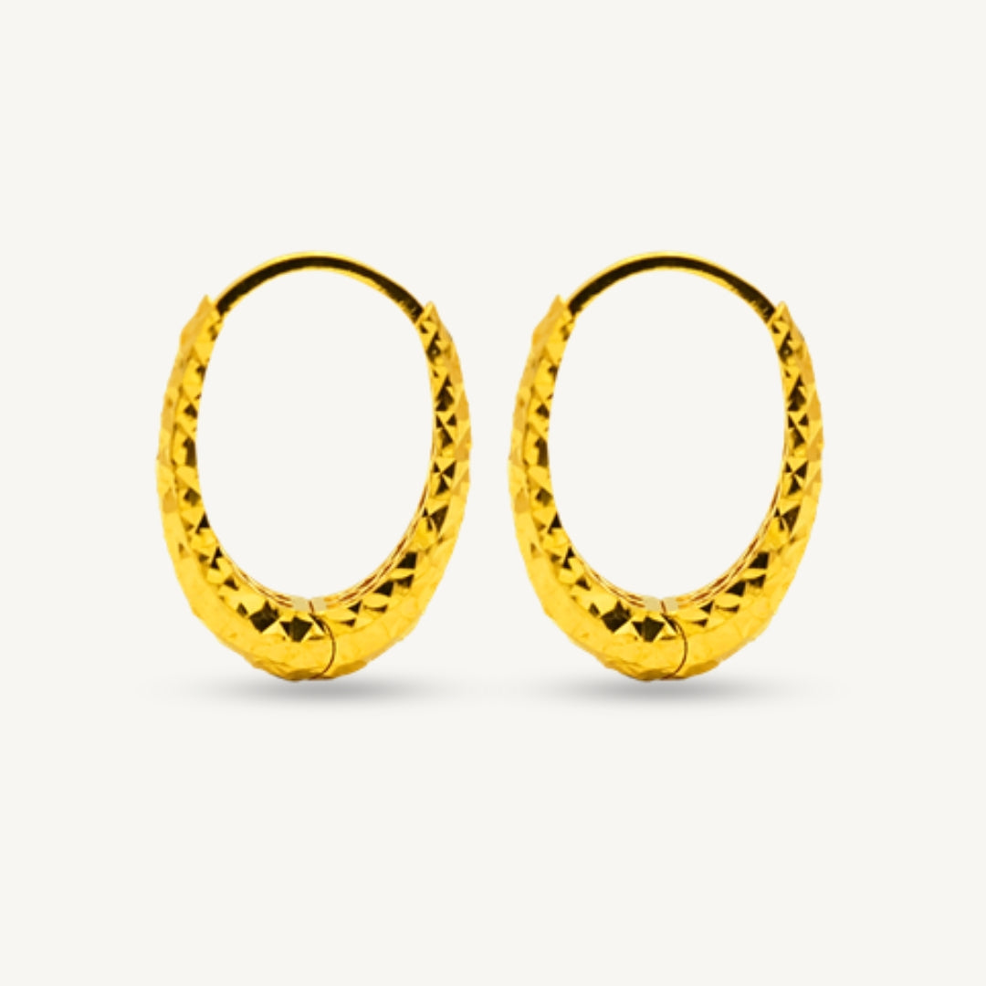 Oval Bold Shattered Ice Hoop • Elegold Jewelry • Category: Earring Subang Anting-Anting • 916G