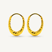 Oval Bold Shattered Ice Hoop • Elegold Jewelry • Category: Earring Subang Anting-Anting • 916G