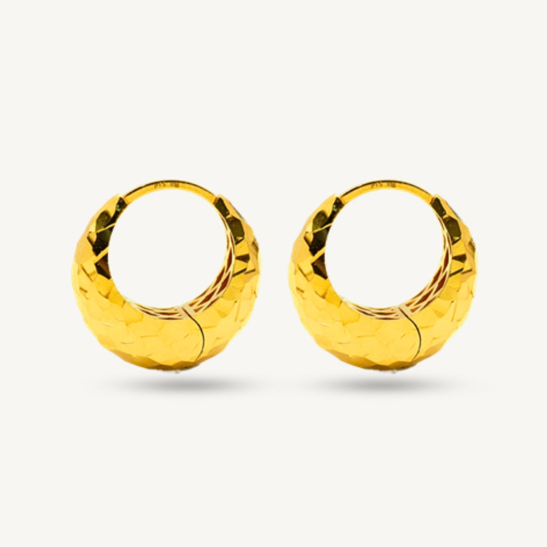 Round Bold Shattered Ice Hoop • Elegold Jewelry • Category: Earring Subang Anting-Anting • 916G