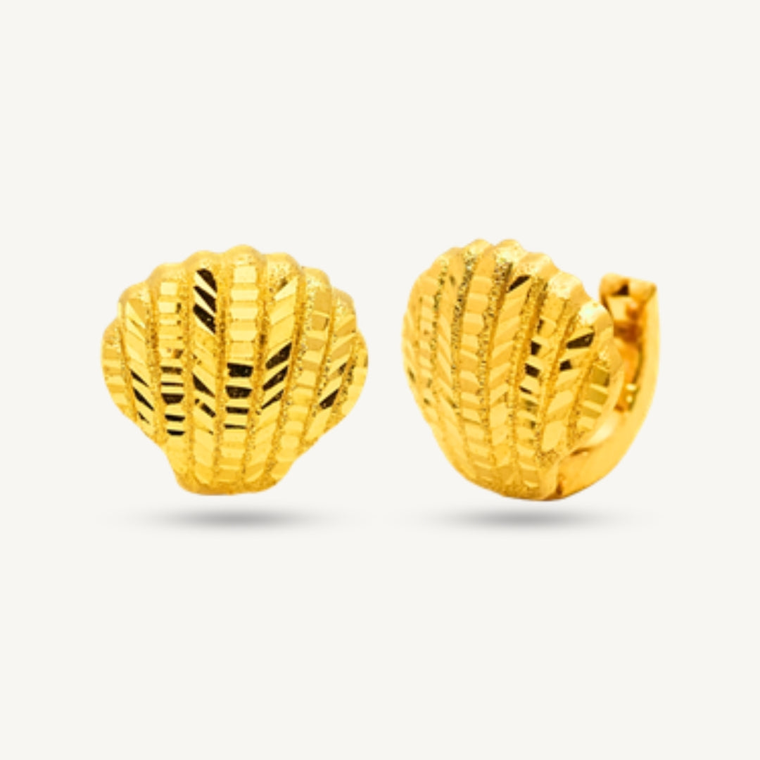 Seashell Shiny Padu Kilat Solid Hoop • Elegold Jewelry • Category: Earring Subang Anting-Anting • 916G