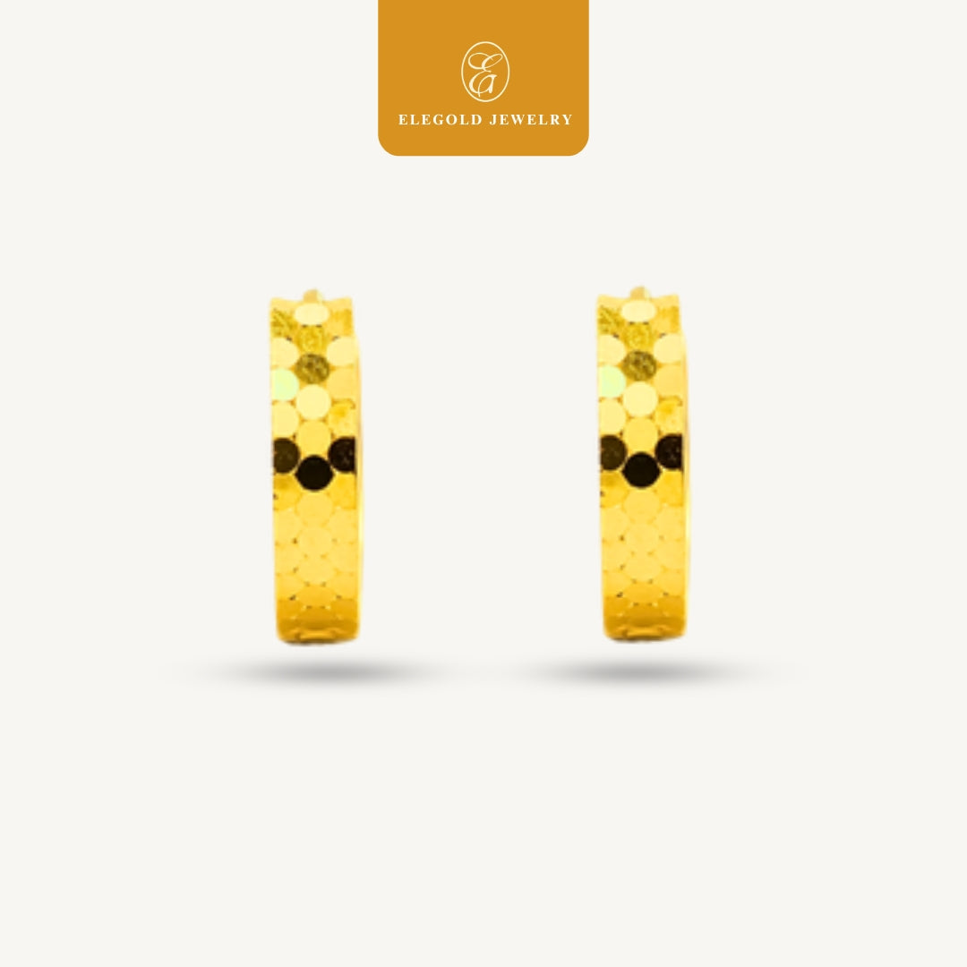 Shattered Ice Plain Mix Hoop • Elegold Jewelry • Category: Earring Subang Anting-Anting • 916G