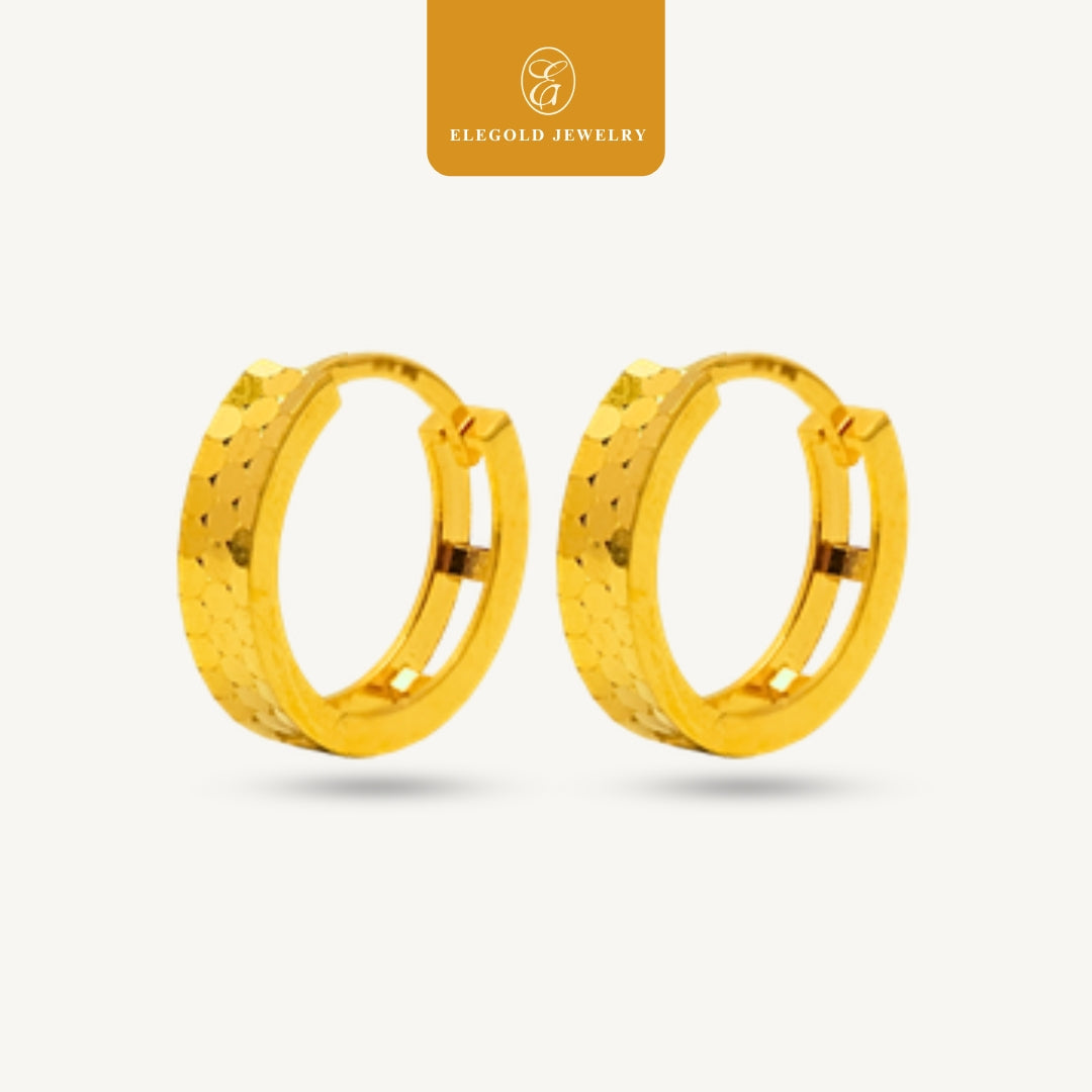 Shattered Ice Plain Mix Hoop • Elegold Jewelry • Category: Earring Subang Anting-Anting • 916G