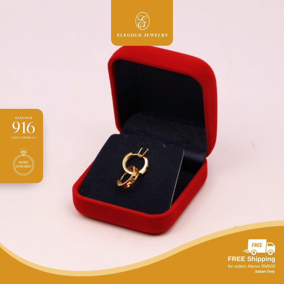 Shattered Ice Plain Mix Hoop • Elegold Jewelry • Category: Earring Subang Anting-Anting • 916G