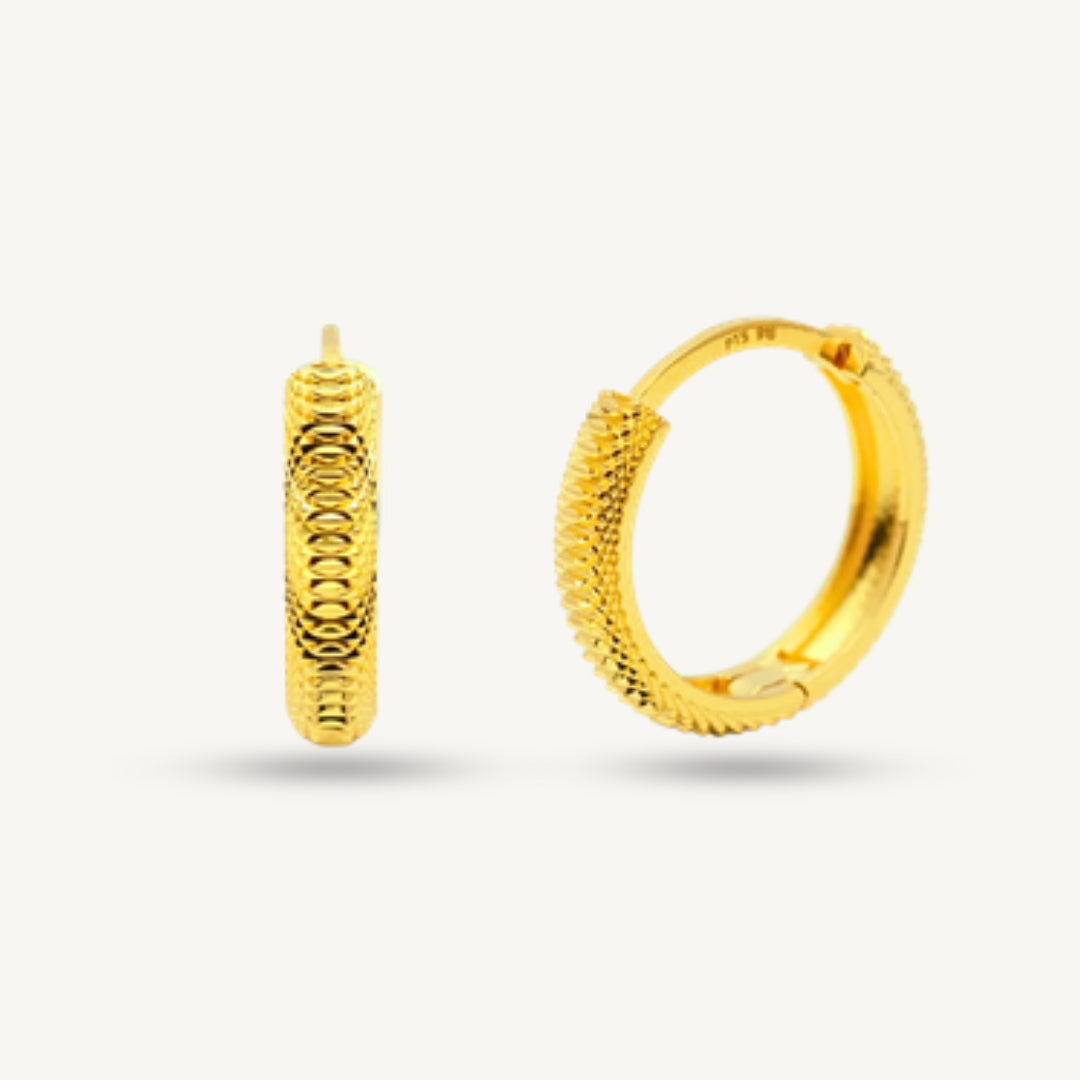 Shiny Modern Cat Eye Kilat Hoop • Elegold Jewelry • Category: Earring Subang Anting-Anting • 916G