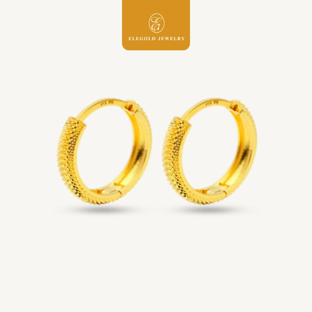 Shiny Modern Cat Eye Kilat Hoop • Elegold Jewelry • Category: Earring Subang Anting-Anting • 916G