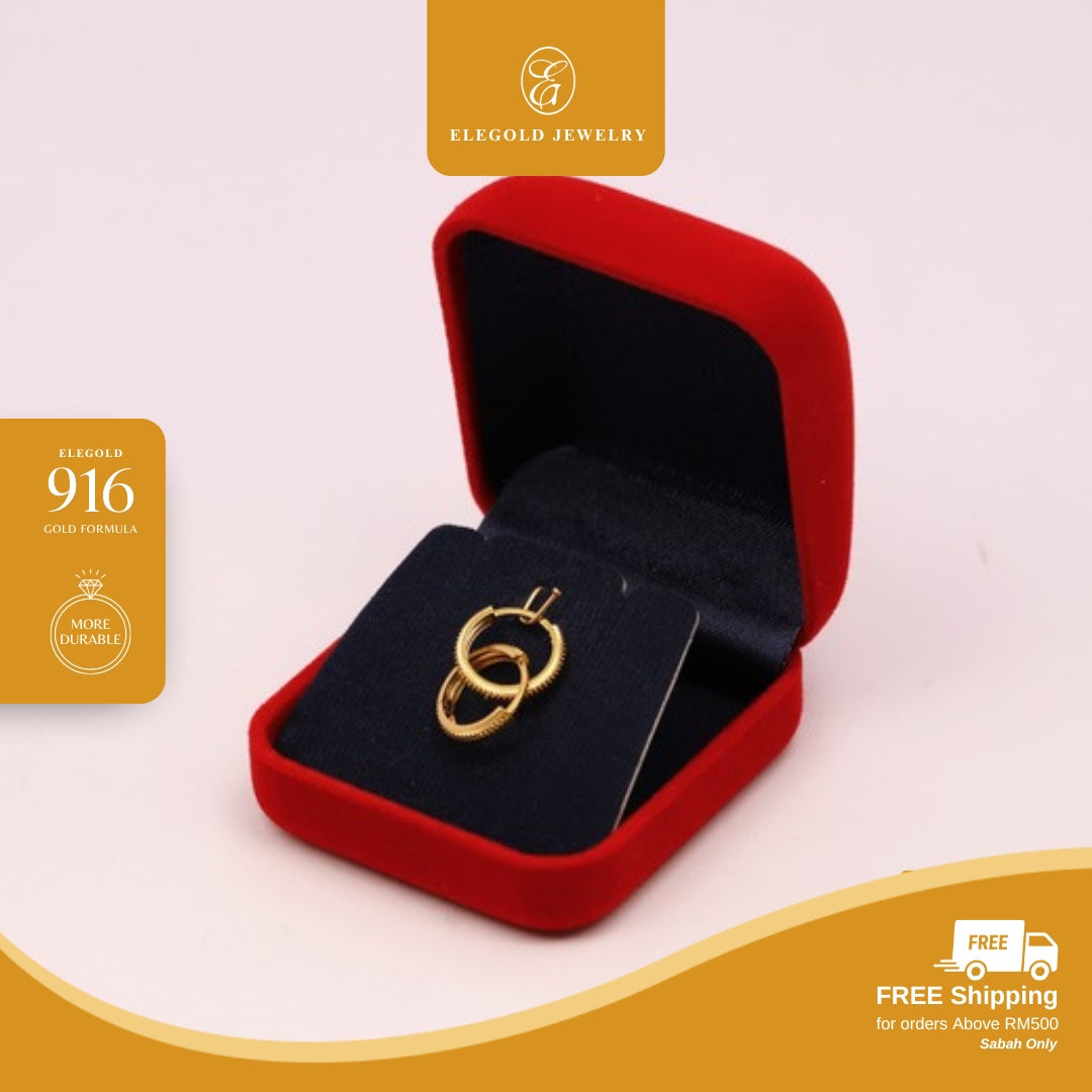 Shiny Modern Cat Eye Kilat Hoop • Elegold Jewelry • Category: Earring Subang Anting-Anting • 916G