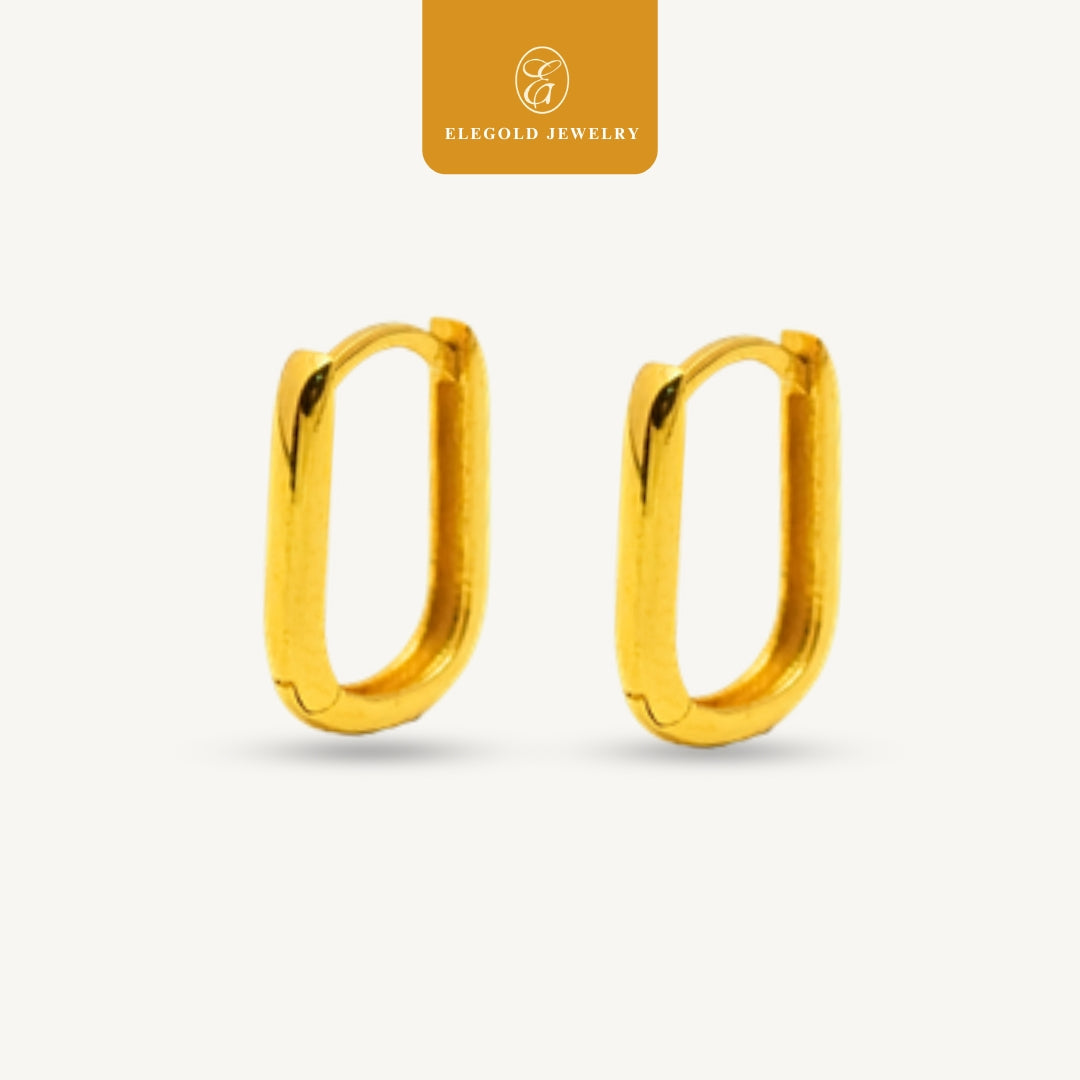 Square Plain Licin Hoop • Elegold Jewelry • Category: Earring Subang Anting-Anting • 916G