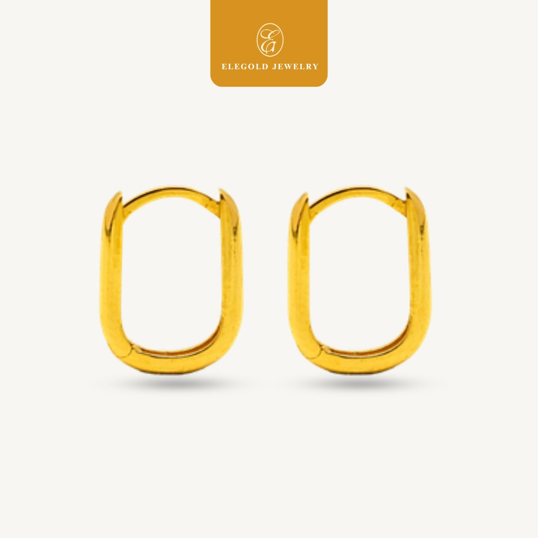 Square Plain Licin Hoop • Elegold Jewelry • Category: Earring Subang Anting-Anting • 916G