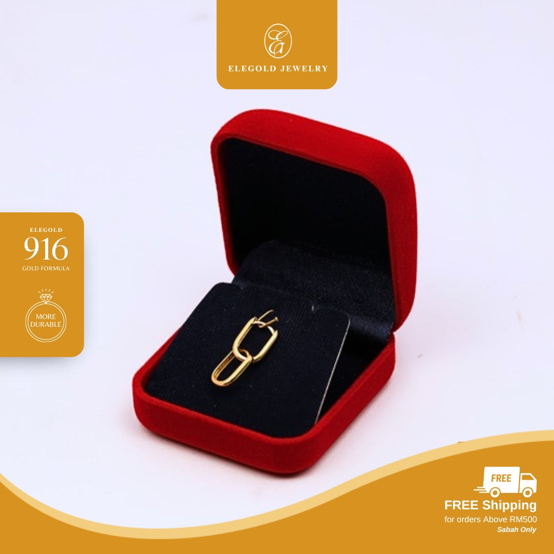 Square Plain Licin Hoop • Elegold Jewelry • Category: Earring Subang Anting-Anting • 916G