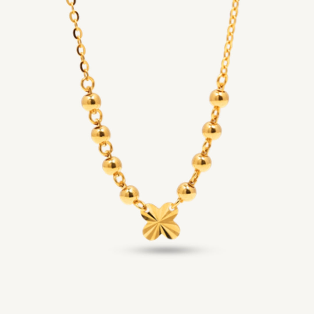 Clover Dangling Mix Sauh Anchor • Elegold Jewelry • Category: Necklace Rantai Leher • 916G
