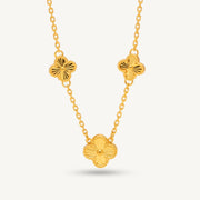 Dangling Clover Shiny Cut Fesyen RL Sauh Solid • Elegold Jewelry • Category: Necklace Rantai Leher • 916G