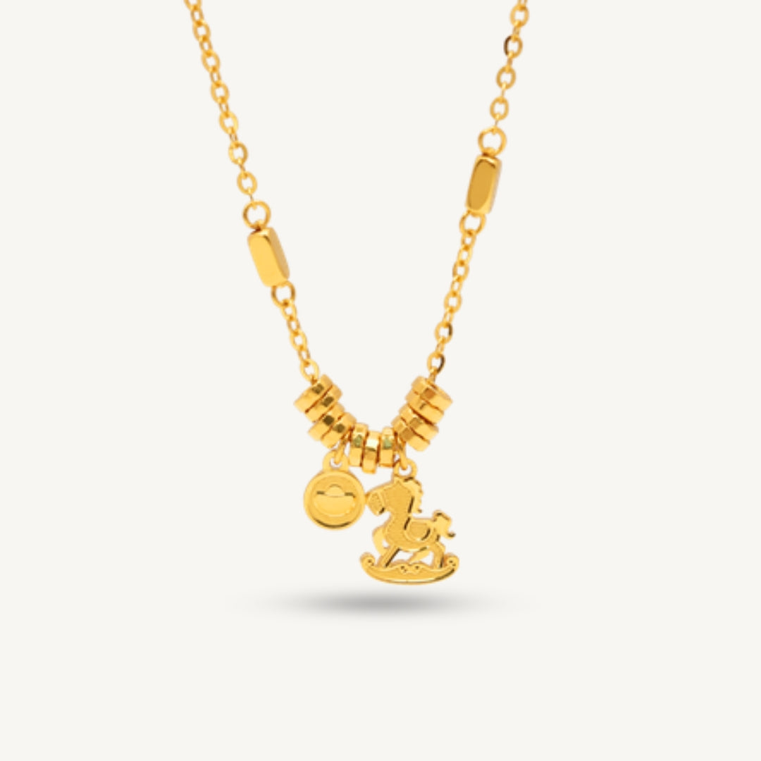 Tiny Horse Matte Dangling • Elegold Jewelry • Category: Necklace Rantai Leher • 916G