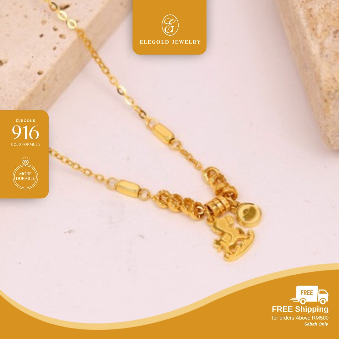 Tiny Horse Matte Dangling • Elegold Jewelry • Category: Necklace Rantai Leher • 916G