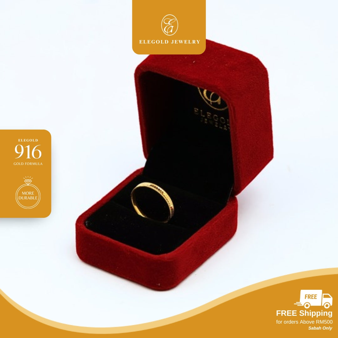 [1g] Shattered Ice 碎碎冰 Solid Ring Wedding • Elegold Jewelry • Category: Cincin Ring • 916G