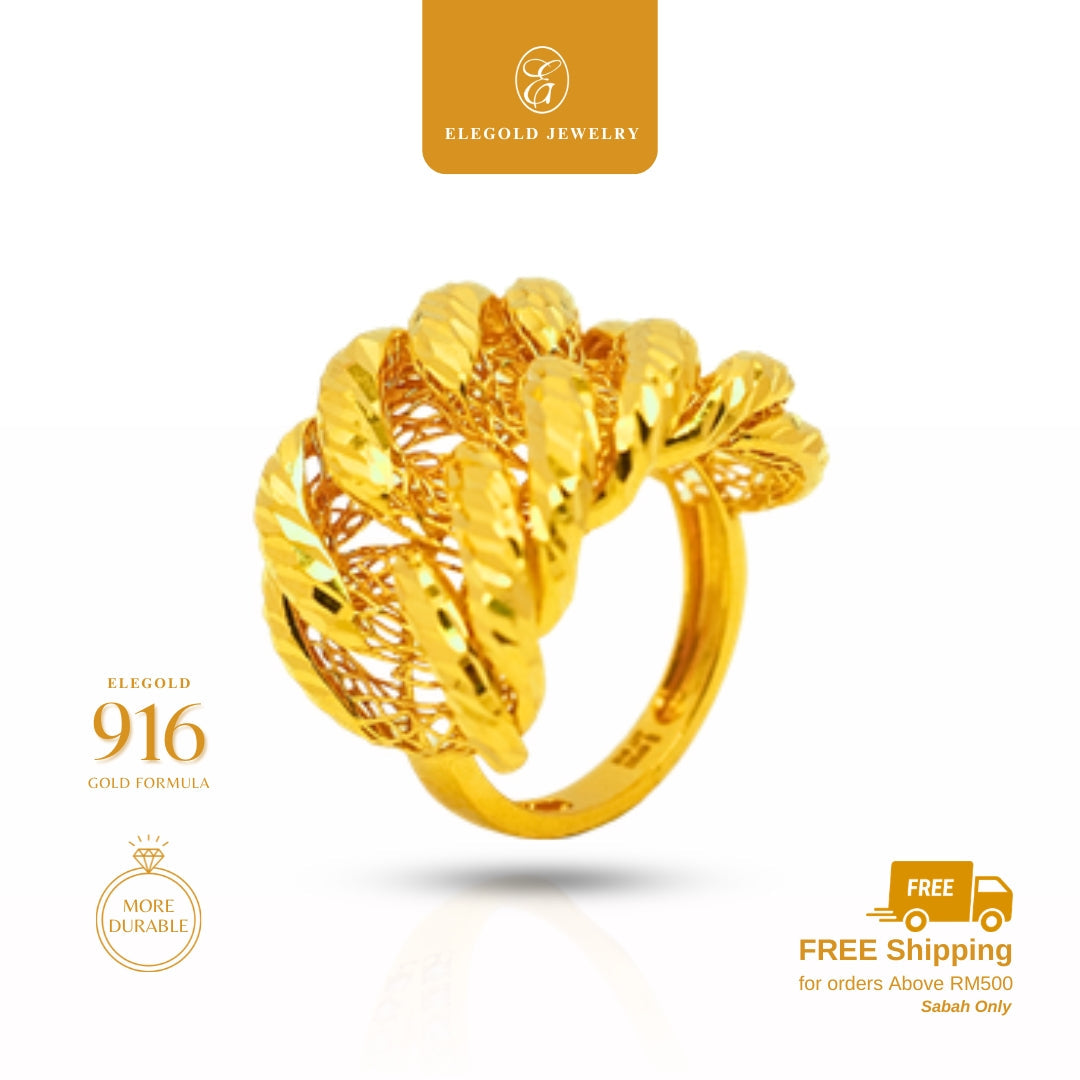 Adira Bold Shiny Kilat • Elegold Jewelry • Category: Cincin Ring • 916G