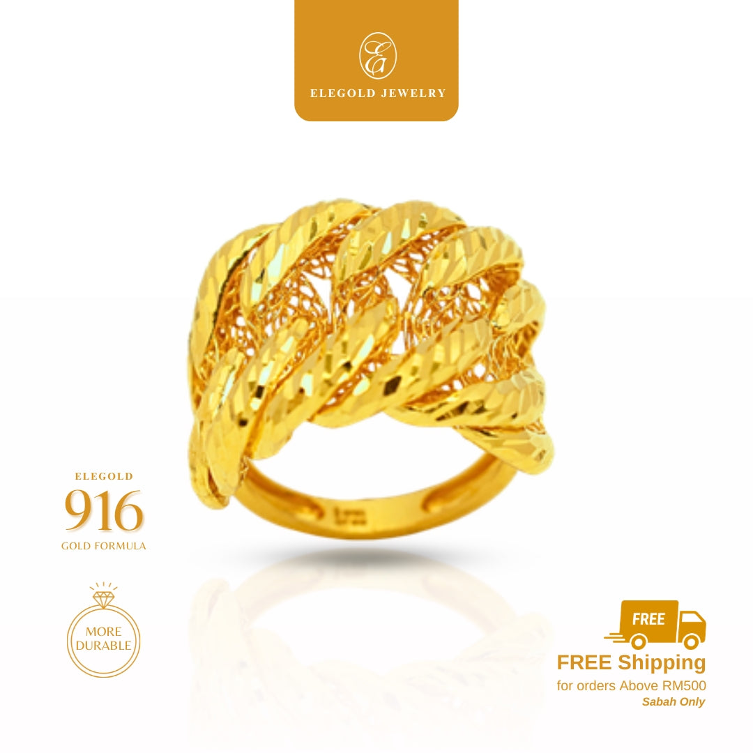 Adira Bold Shiny Kilat • Elegold Jewelry • Category: Cincin Ring • 916G