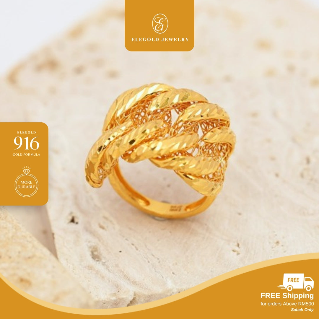 Adira Bold Shiny Kilat • Elegold Jewelry • Category: Cincin Ring • 916G