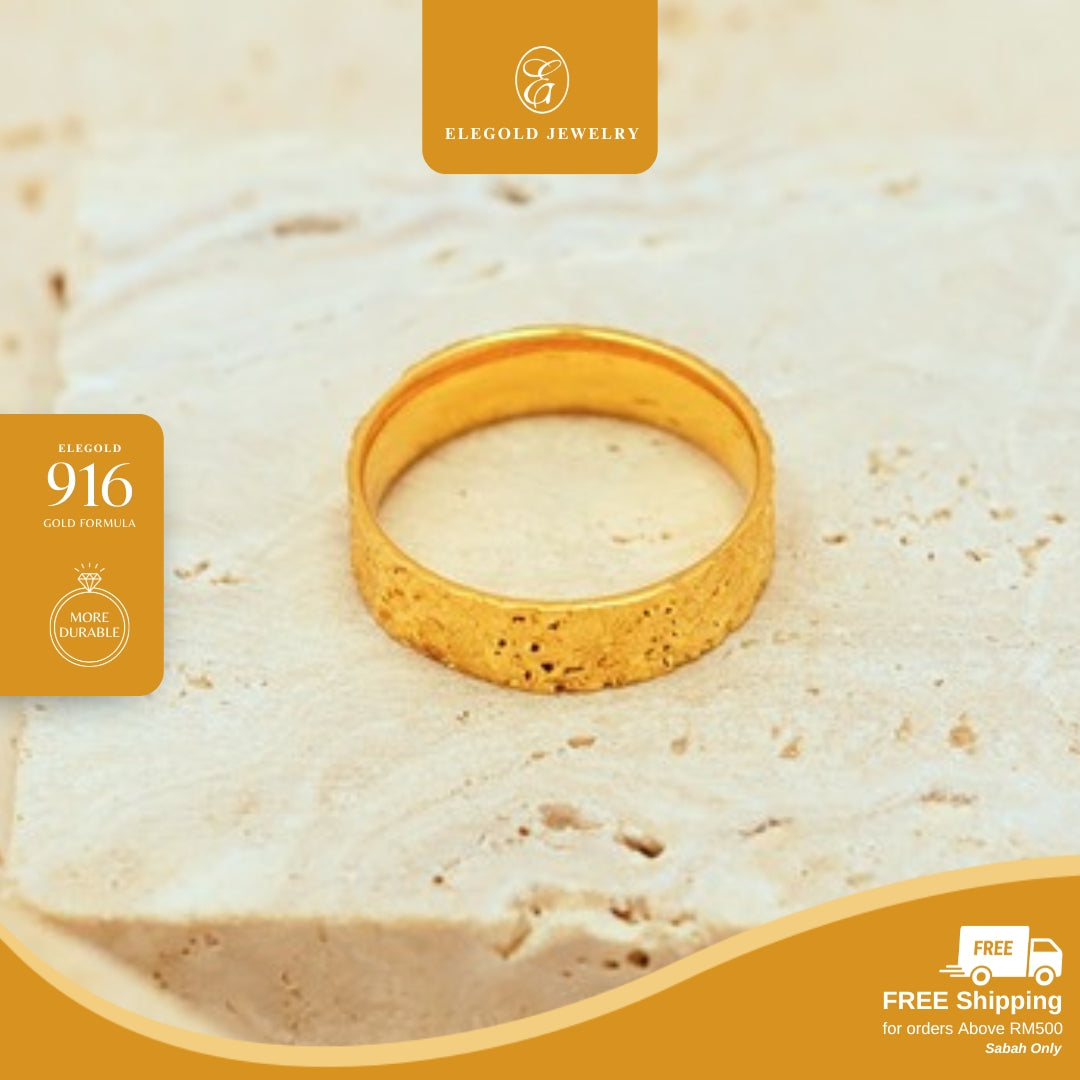 Bunga Floral Kilat Solid Comfort Padu • Elegold Jewelry • Category: Cincin Ring • 916G