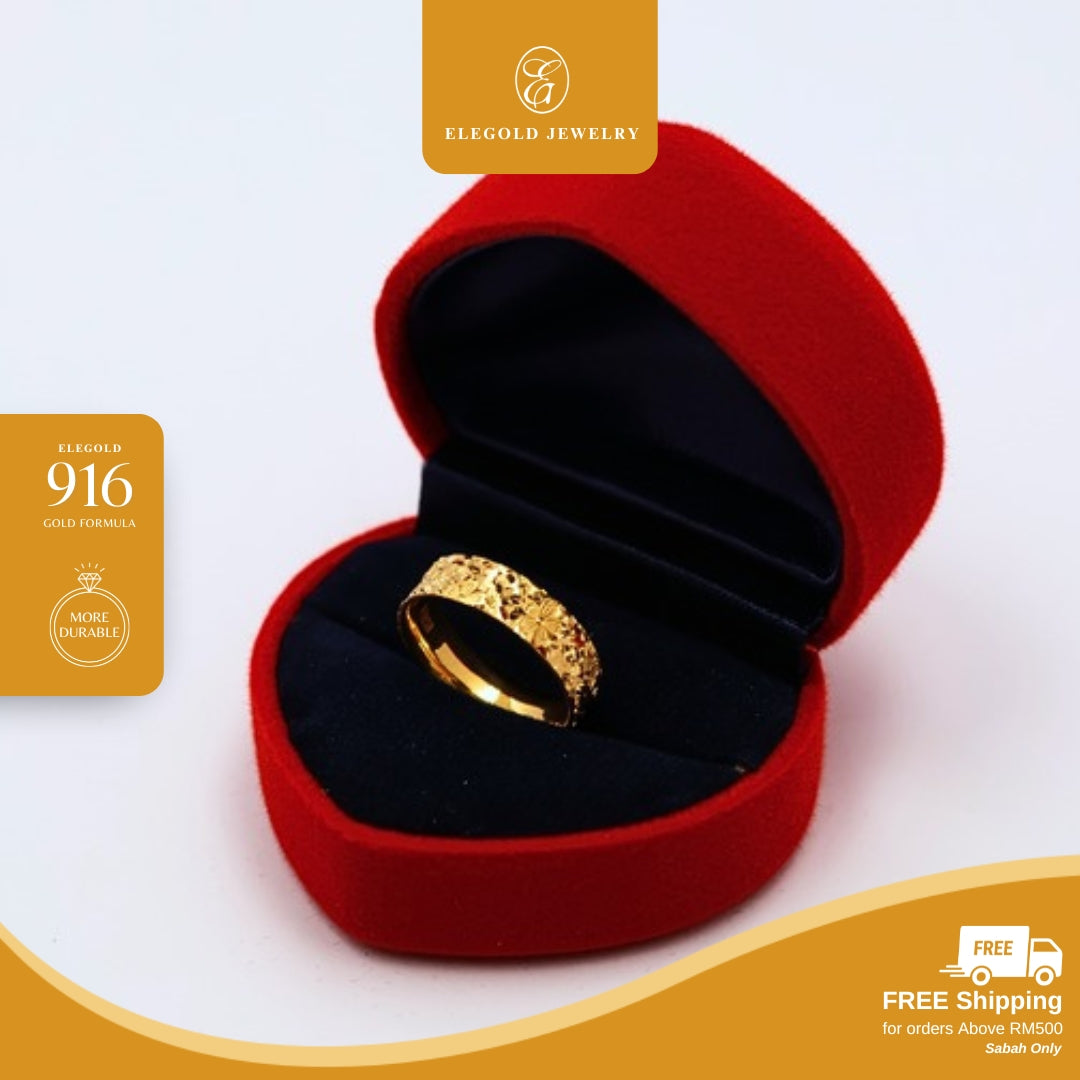 Bunga Floral Kilat Solid Comfort Padu • Elegold Jewelry • Category: Cincin Ring • 916G