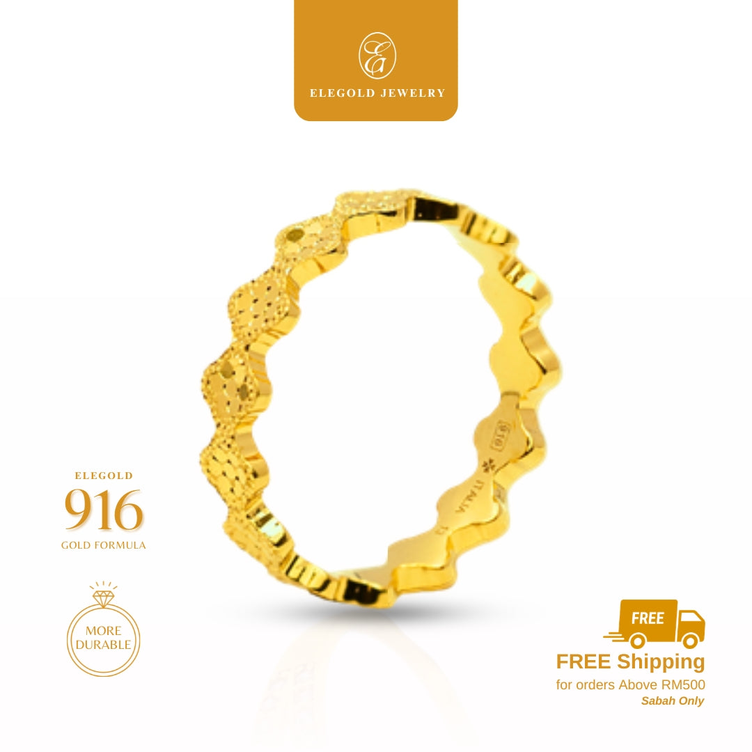 Clover Shattered Ice Kilat Shiny Series Solid • Elegold Jewelry • Category: Cincin Ring • 916G