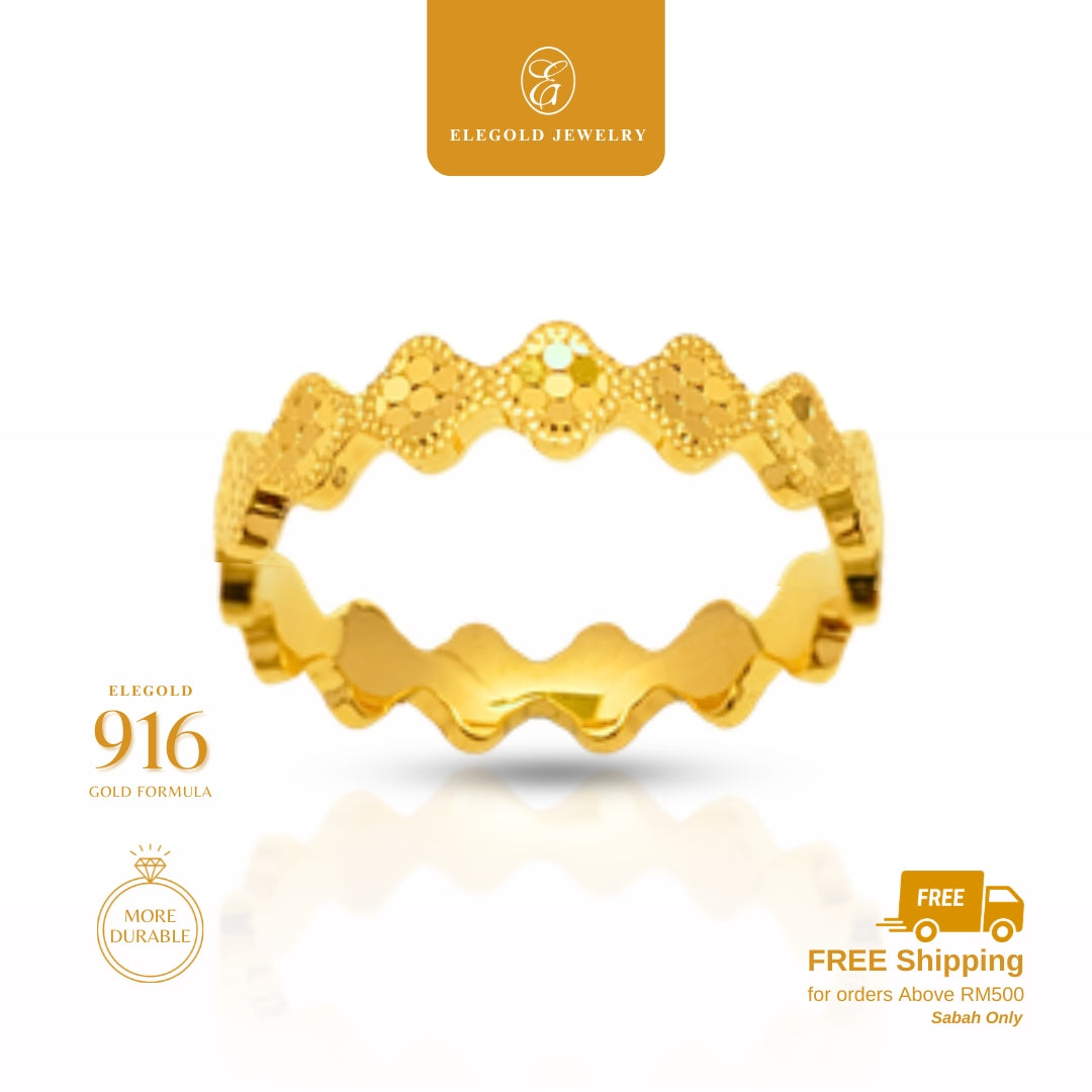 Clover Shattered Ice Kilat Shiny Series Solid • Elegold Jewelry • Category: Cincin Ring • 916G