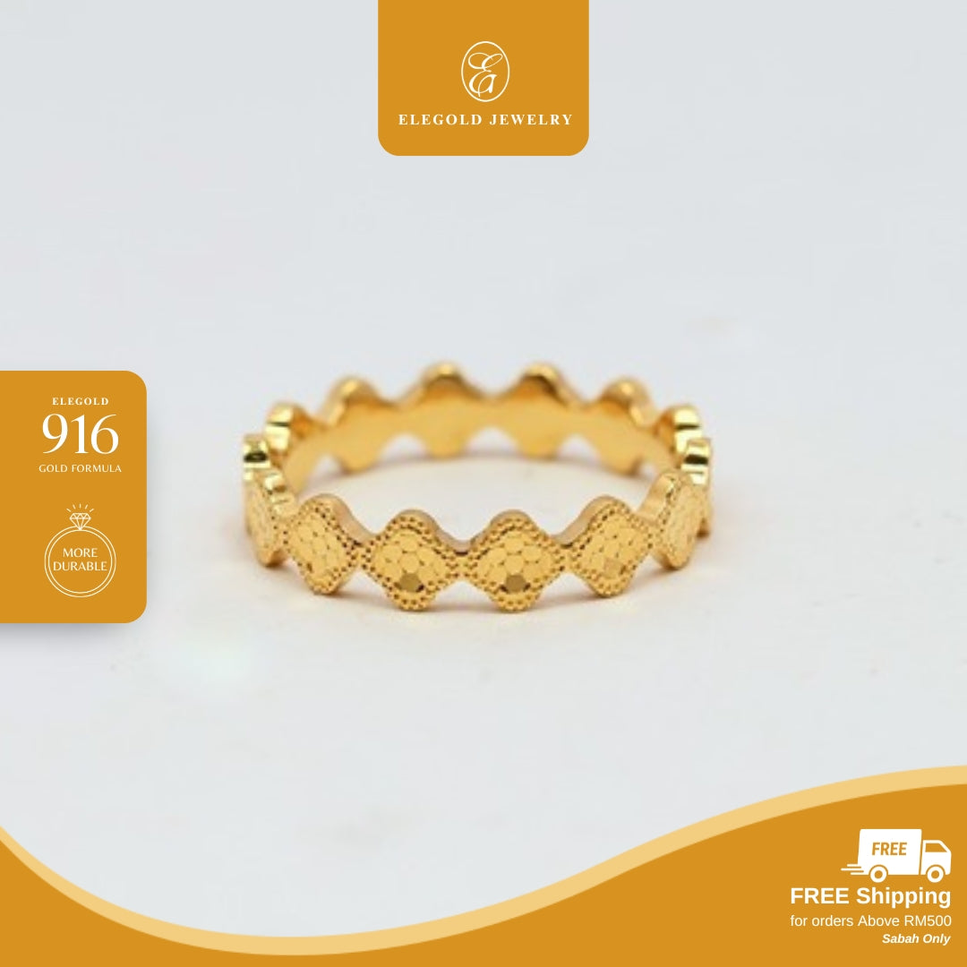 Clover Shattered Ice Kilat Shiny Series Solid • Elegold Jewelry • Category: Cincin Ring • 916G