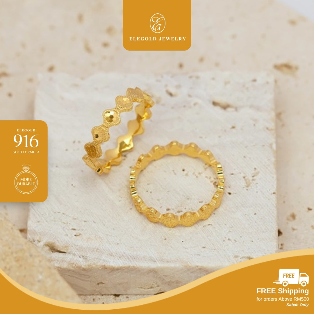 Clover Shattered Ice Kilat Shiny Series Solid • Elegold Jewelry • Category: Cincin Ring • 916G