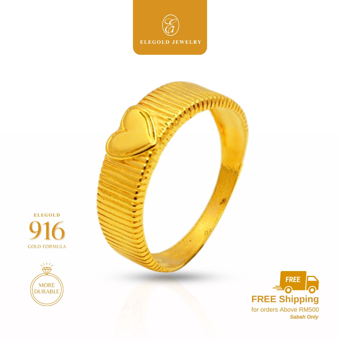 Love Heart Solid Shiny Kilat • Elegold Jewelry • Category: Cincin Ring • 916G