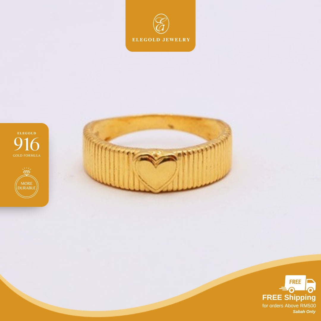 Love Heart Solid Shiny Kilat • Elegold Jewelry • Category: Cincin Ring • 916G