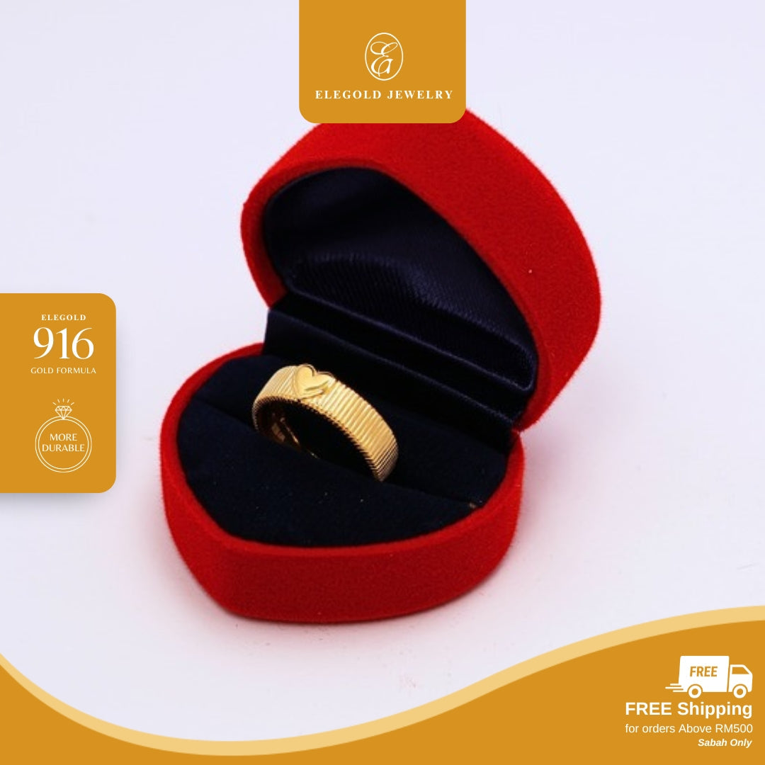 Love Heart Solid Shiny Kilat • Elegold Jewelry • Category: Cincin Ring • 916G
