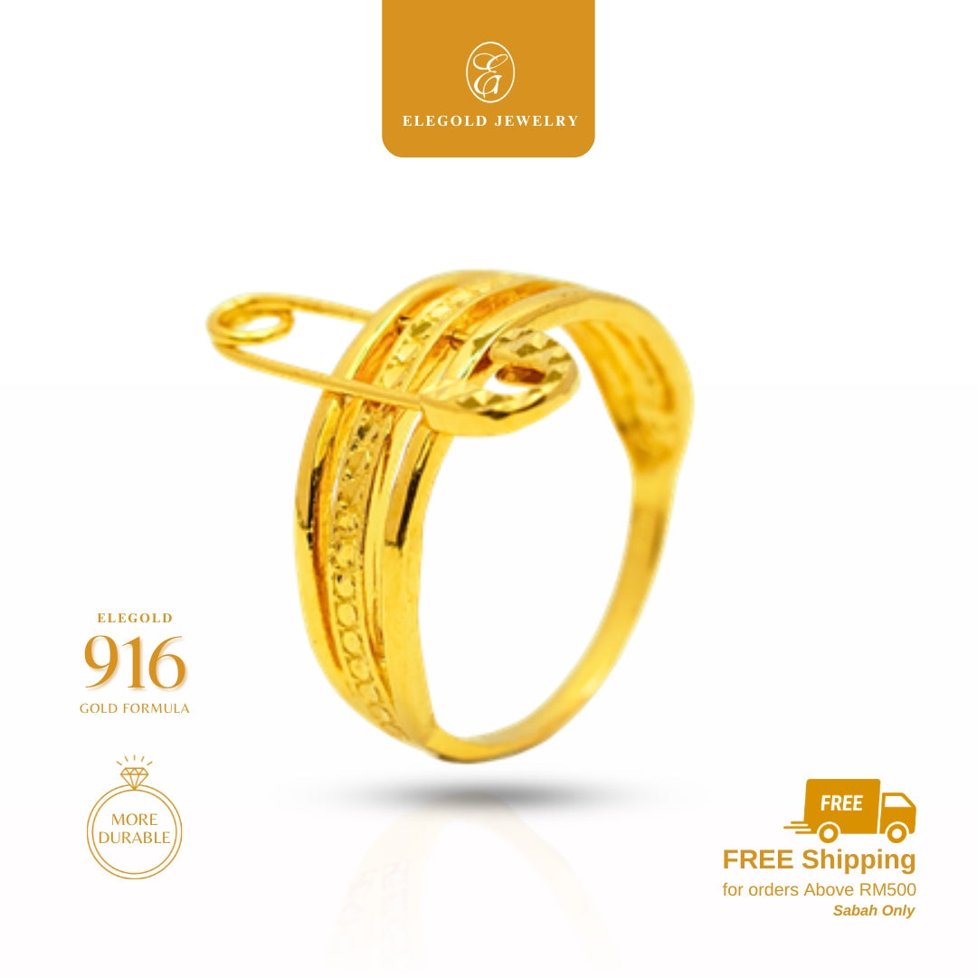 Paperclip Modern Kilat Shiny • Elegold Jewelry • Category: Cincin Ring • 916G