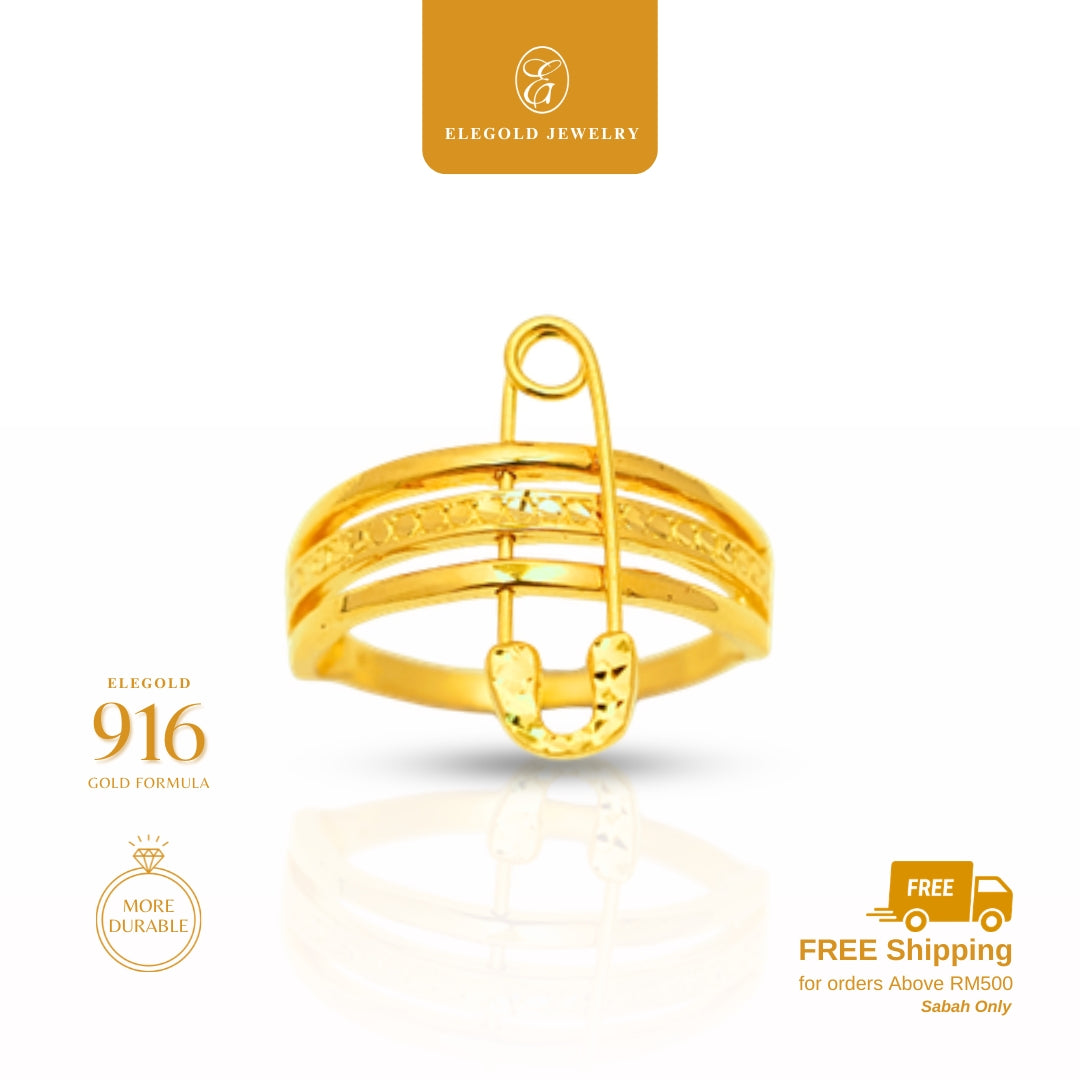 Paperclip Modern Kilat Shiny • Elegold Jewelry • Category: Cincin Ring • 916G