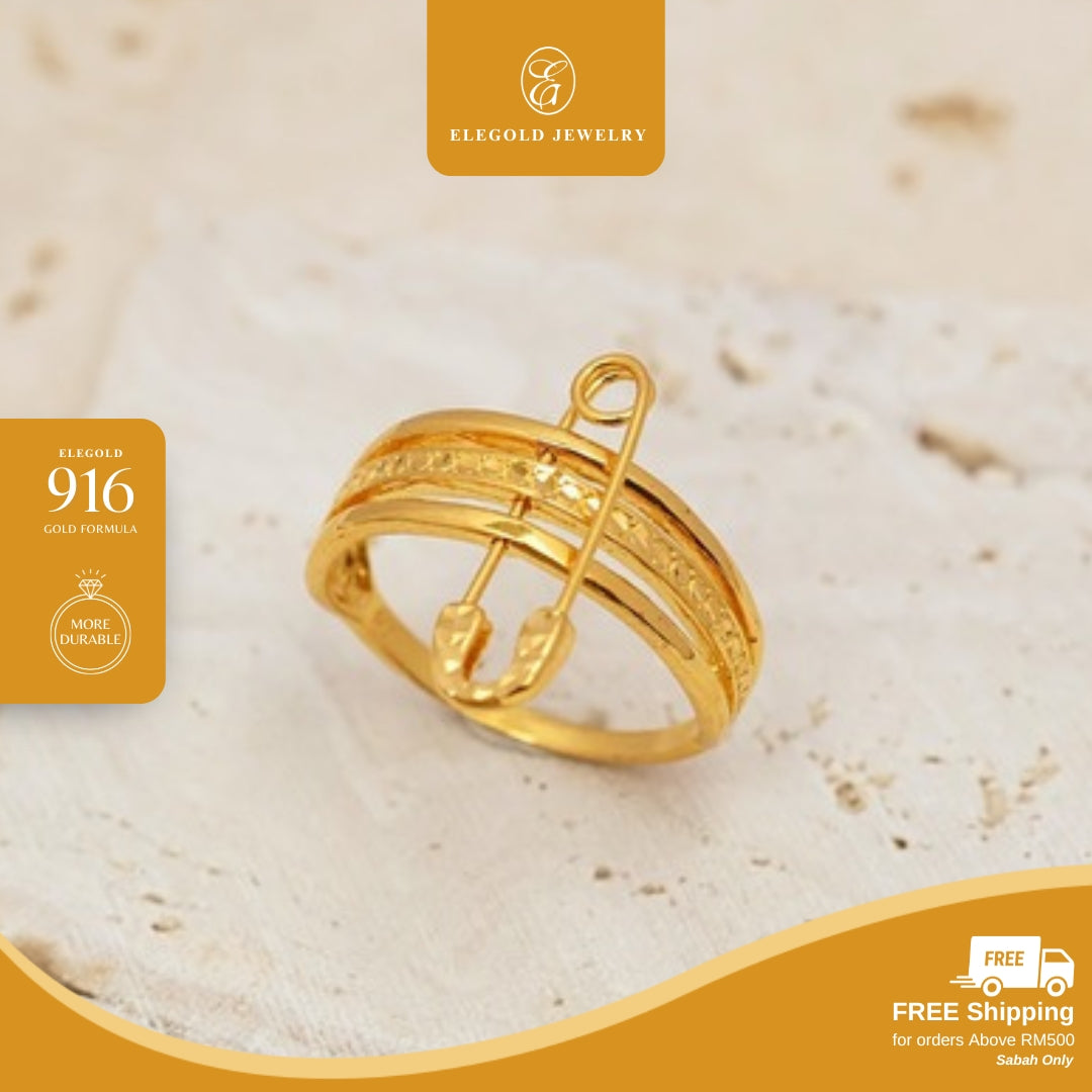 Paperclip Modern Kilat Shiny • Elegold Jewelry • Category: Cincin Ring • 916G