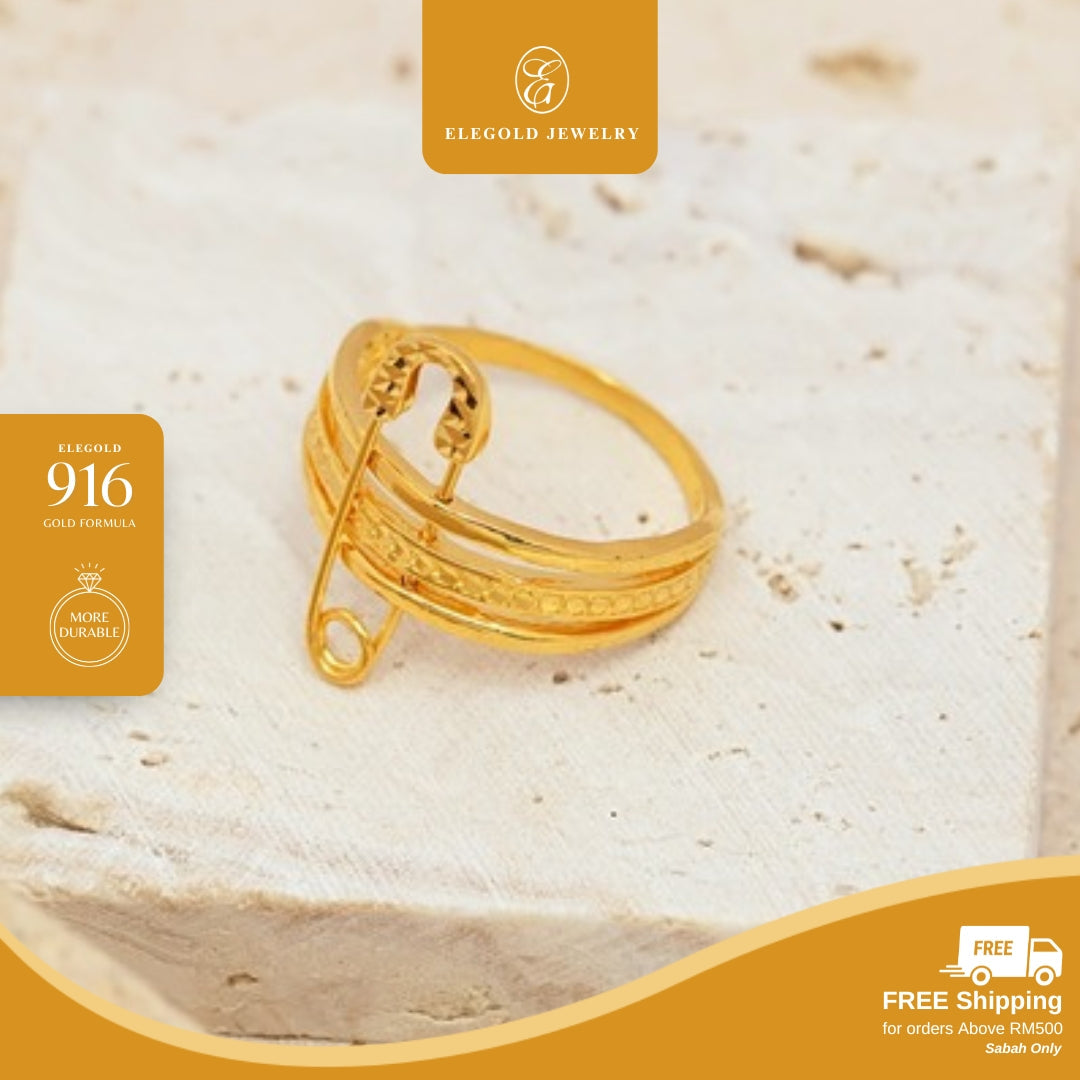 Paperclip Modern Kilat Shiny • Elegold Jewelry • Category: Cincin Ring • 916G