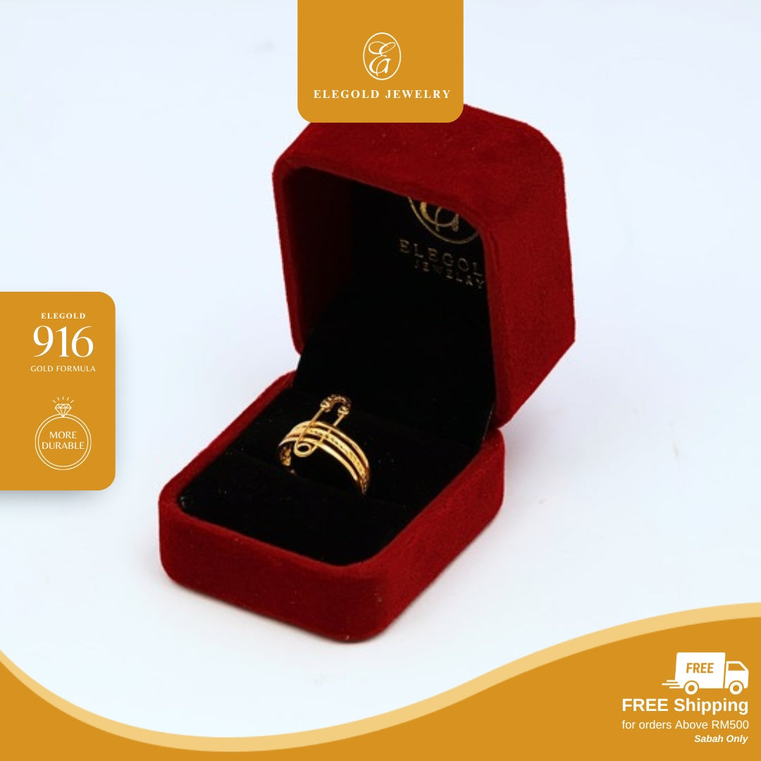 Paperclip Modern Kilat Shiny • Elegold Jewelry • Category: Cincin Ring • 916G