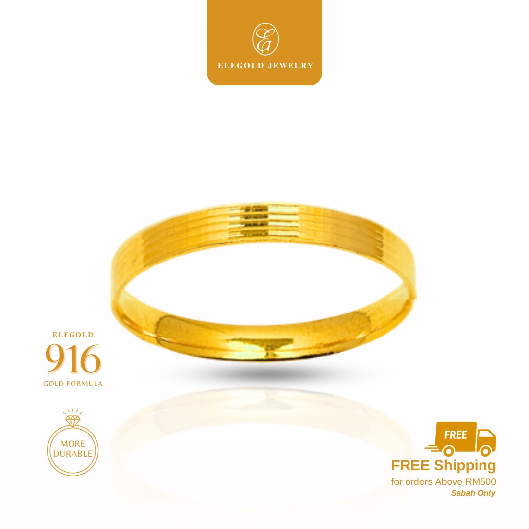 Plain Line Simple Fesyen Comfort Wedding • Elegold Jewelry • Category: Cincin Ring • 916G