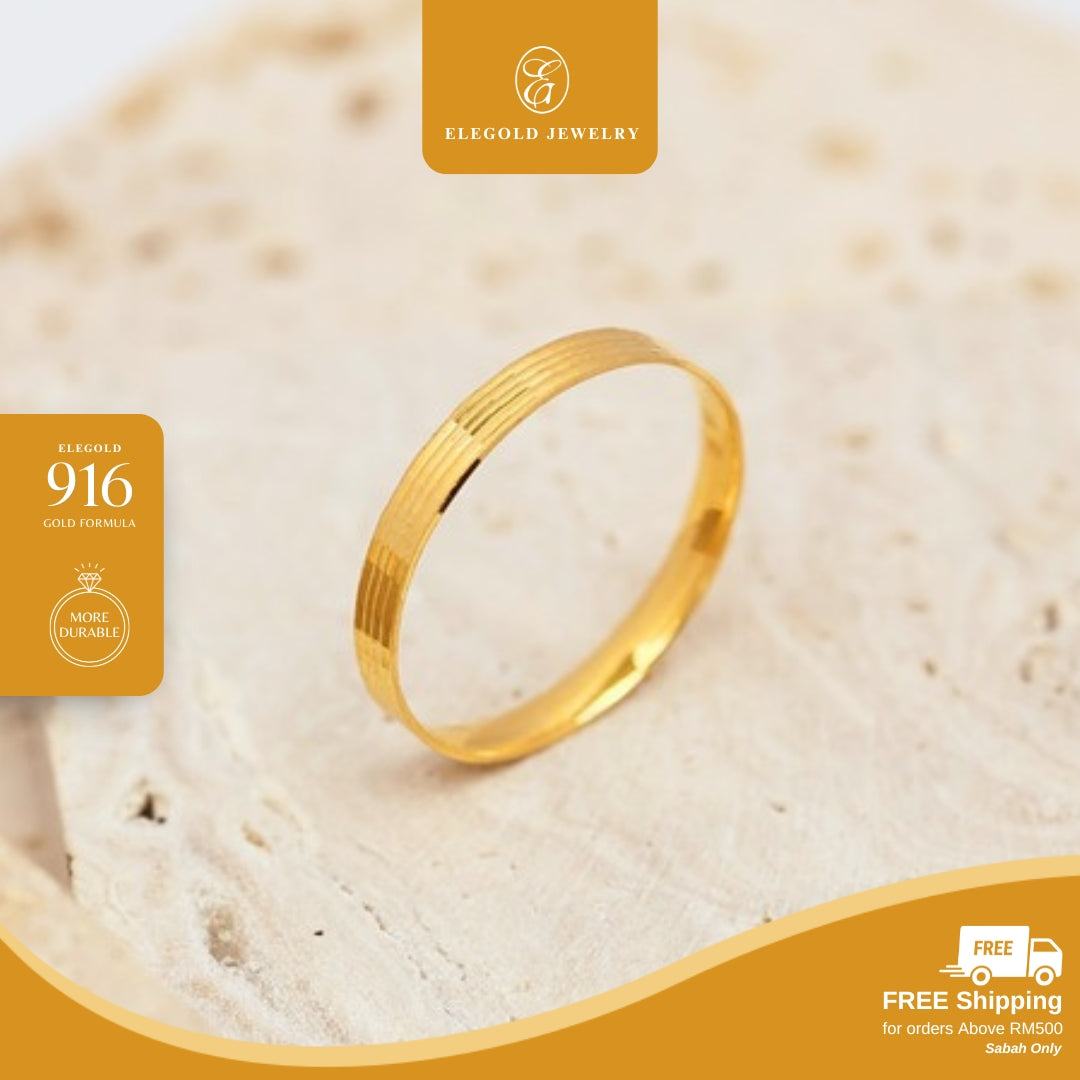 Plain Line Simple Fesyen Comfort Wedding • Elegold Jewelry • Category: Cincin Ring • 916G