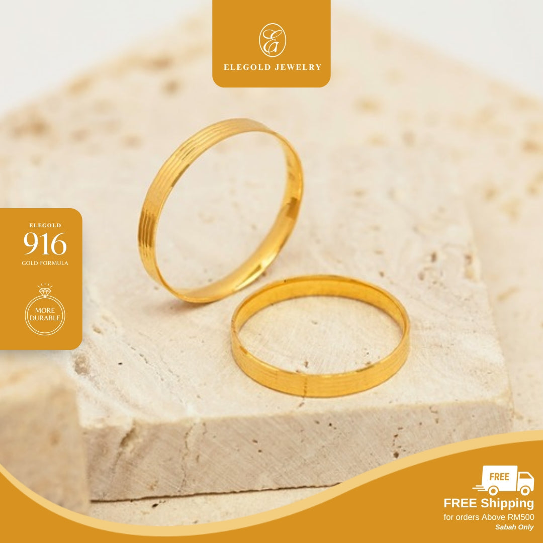 Plain Line Simple Fesyen Comfort Wedding • Elegold Jewelry • Category: Cincin Ring • 916G